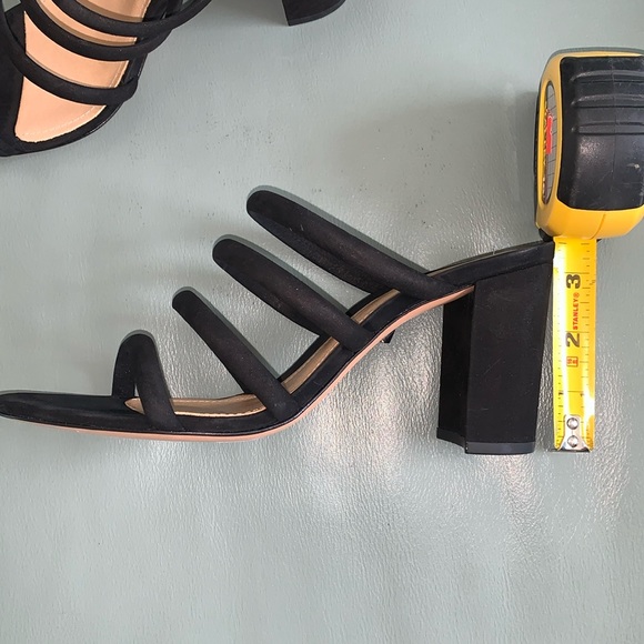 SCHUTZ Luna/Black Siede Strappy Block Heel Pump Sandals - Picture 5 of 9